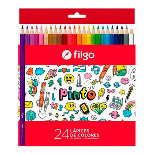 139883 LAPIZ COLOR X 24 UNIDADES LARGOS DE RESINA PINTO FILGO - Imagen 1