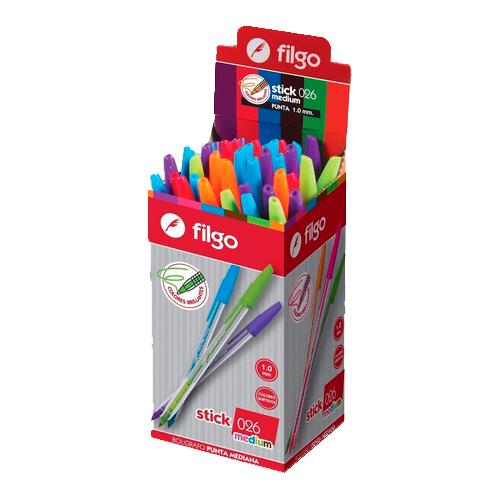 BOLIGRAFO STICK 1.0 CAJA SURTIDA X UNIDAD FILGO