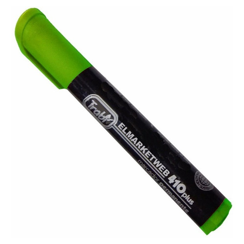 142559 MARCADOR PERMANENTE 410 PLUS PUNTA CHANFLEADA VERDE X UNIDAD - Imagen 1