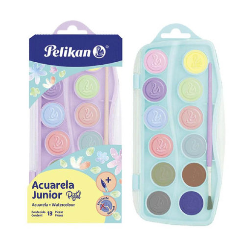 ACUARELAS X 12 COLORES JUNIOR PASTEL CON PINCEL PELIKAN