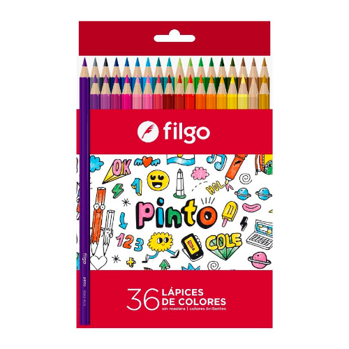LAPIZ COLOR X 36 UNIDADES LARGOS RESINA FILGO