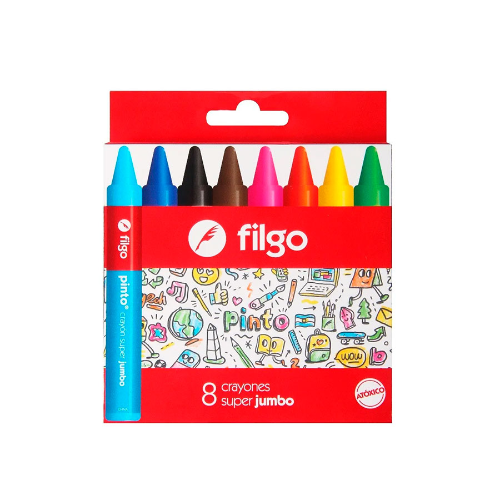 CRAYONES DE CERA SUPER JUMBO PINTO X 8 UNIDADES FILGO