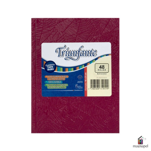 CUADERNO 16X21 TAPA DURA BORDEAUX X 50 HOJAS TRIUNFANTE