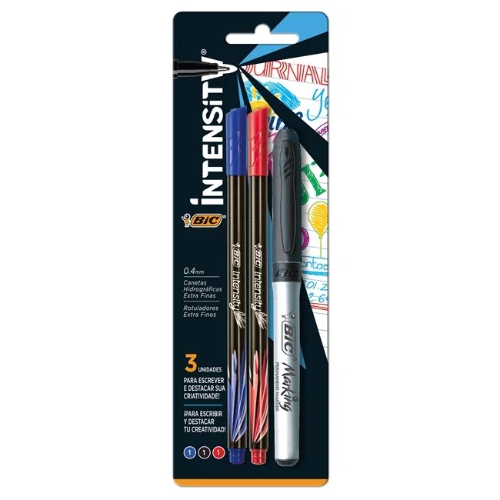 KIT 2 MARCADORES INTENSITY + MARCADOR GRIP  BIC
