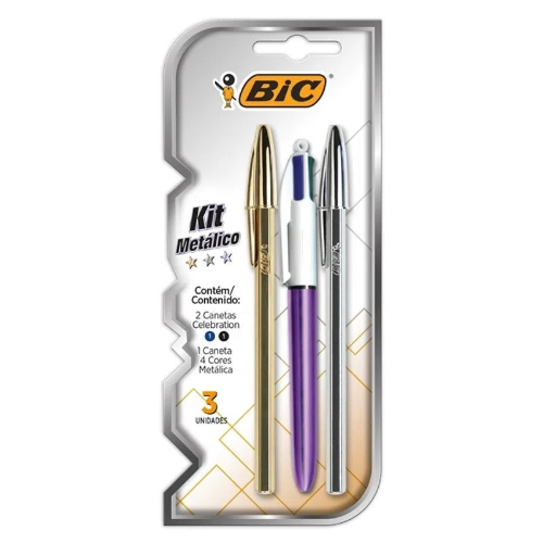 KIT BOLIGRAFOS METALICOS X 3 UNIDADES  BIC