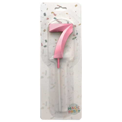 148698 VELA NUMERO 7 ROSA 12 CM BLISTER - Imagen 1