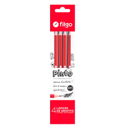 151549 LAPIZ NEGRO HB FLOW PACK X 4 PINTO FILGO - Imagen 1