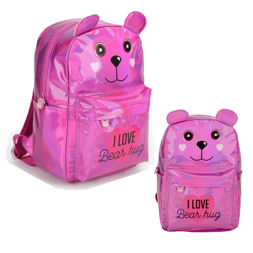152420 MOCHILA DE ESPALDA 14 PULGADAS CON ESTAMPA DE OSO Y DETALLE DE OREJAS - Imagen 1