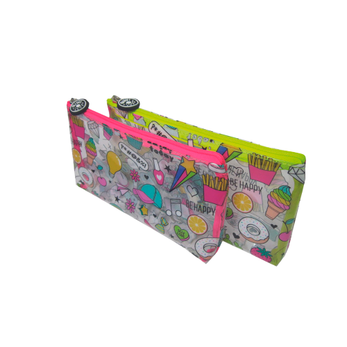 152990 CARTUCHERA PVC TRANSPARENTE CON DIBUJITOS QIWI OLAMI - Imagen 1