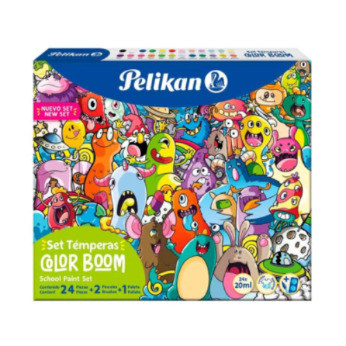 SET TEMPERA COLOR BOOM X 24 POTES PELIKAN