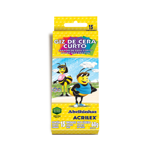 CRAYONES DE CERA X 15 COLORES CORTO ACRILEX