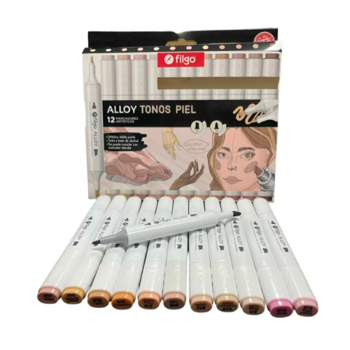 MARCADOR ARTISTICO DOBLE PUNTA ALLOY ESTUCHE X 12 SKIN TONES FILGO
