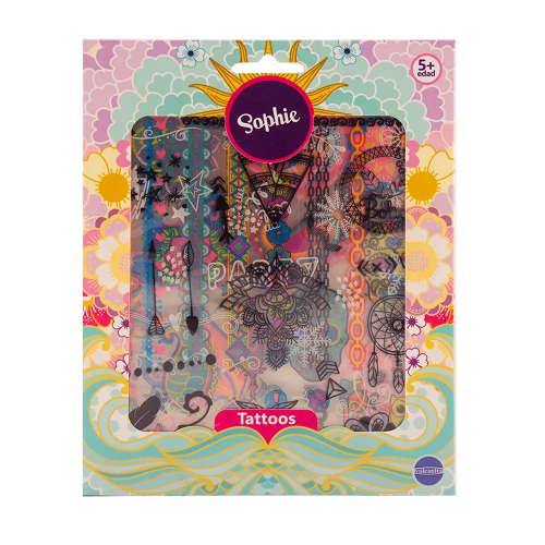 155113 SOPHIE TATOOS-CAJA VENTANA CON 9 PLANCHAS VULCANITA - Imagen 1