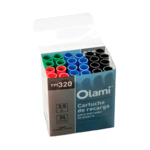 CARTUCHO PARA MARCADOR DE PIZARRA COLORES SURTIDOS X 24 OLAMI