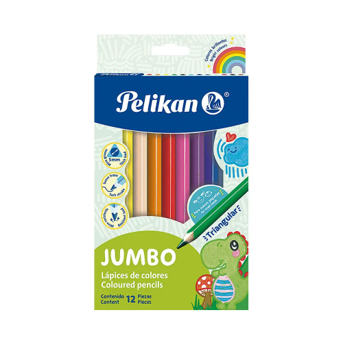 155256 LAPIZ COLOR X 12 UNIDADES LARGOS JUMBO PELIKAN - Imagen 1