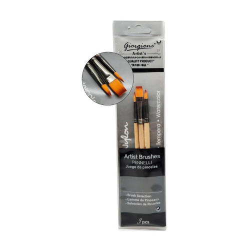 155847 PINCEL MIXTO PELO SINTETICO CABO CORTO NATURAL SET X 3 GIORGIONE - Imagen 1