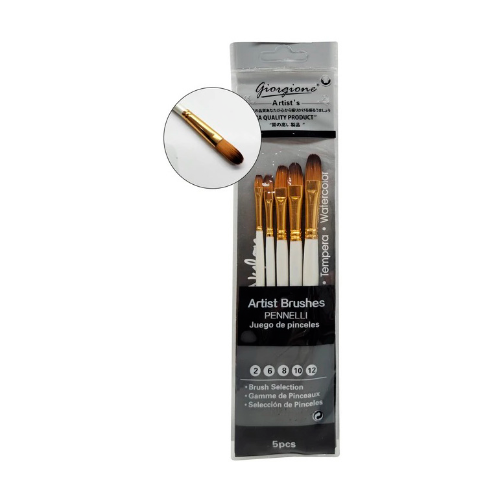 155849 PINCEL LENGUA DE GATO PELO SINTETICO CABO CORTO BLANCO SET X 5 GIORGIONE - Imagen 1