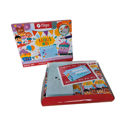 PARTY SET PARA CUMPLE CON LAPICES DE COLORES RESINA PINTO MINI FILGO