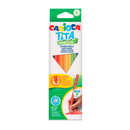 156889 LAPIZ COLOR X 6 MAXI TITA TRIANGULAR CARIOCA - Imagen 1