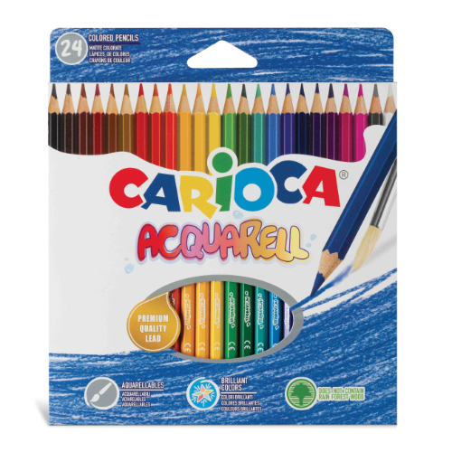 LAPIZ COLOR X 24 LARGOS ACUARELABLES CARIOCA