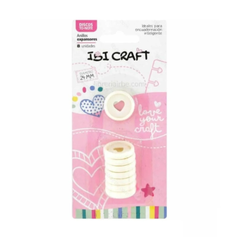 DISCOS DE EXPANSION 24 MM CORAZON BLANCO X 8 UNIDADES IBI