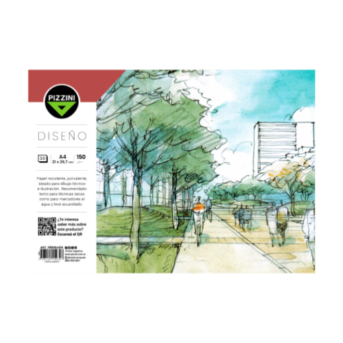 BLOCK DISEÑO A4 21X297 150 GR X 30 HOJAS PIZZINI