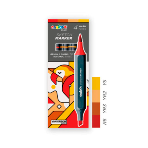 157933 MARCADOR SKETCH DOBLE PUNTA 4 TONOS CALIDOS X UNIDAD CARIOCA PLUS - Imagen 1