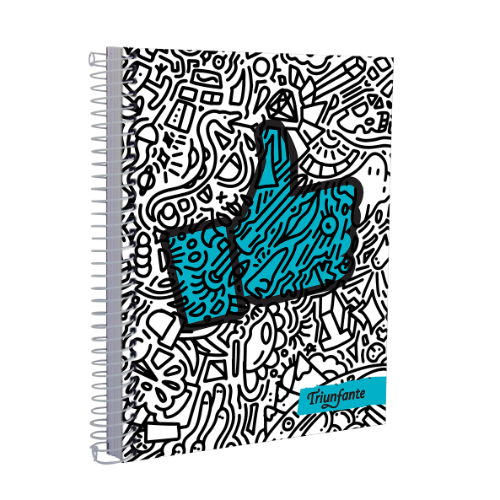 CUADERNO A5 CON ESPIRAL DOODLE SIGNOS X100 HOJAS RAYADAS TRIUNFANTE