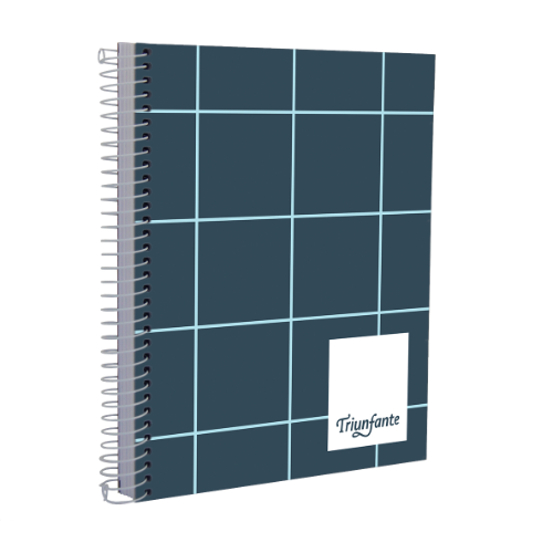 157954 CUADERNO A5 CON ESPIRAL CLASICO CUADROS MARINO X100 HOJAS RAYADAS TRIUNFANTE - Imagen 1