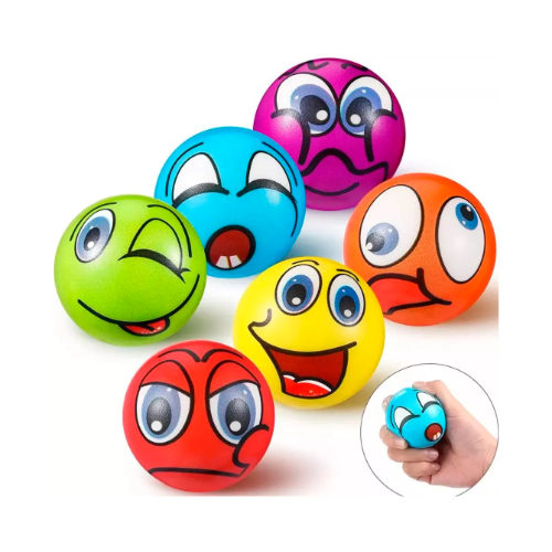 158333 PELOTAS ANTI ESTRÉS EMOJI FUN PLAY 6 COLORES 26X20X14CM - Imagen 1