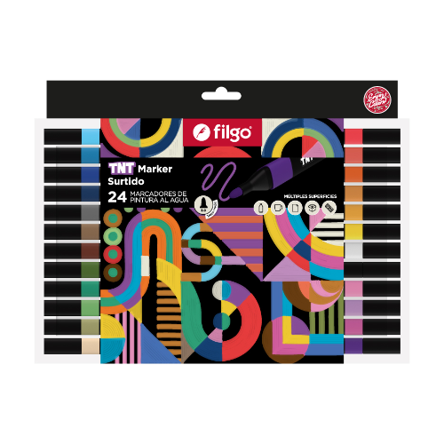 MARCADOR PINTURA AL AGUA TNT MARKER X 24 SURTIDOS FILGO