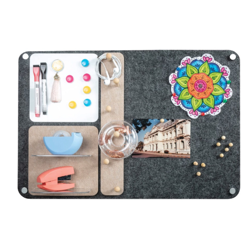 ORGANIZADOR DE PARED GRIS CON ACCESORIOS OLAMI