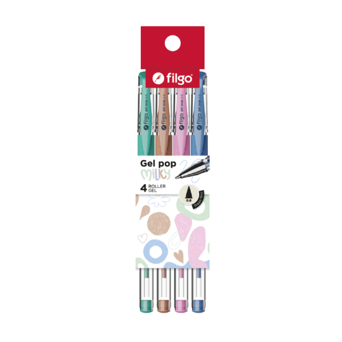 ROLLER GEL POP MILKY ESTUCHE X 4 UNIDADES FILGO