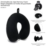 ALMOHADA DE VIAJE NEGRO MEMORY FOAM PLEGABLE CON BOLSA DE GUARDADO - Imagen 2