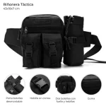 RIÑONERA TACTICA CON BOLSILLO Y PORTABOTELLA NEGRO - Imagen 2