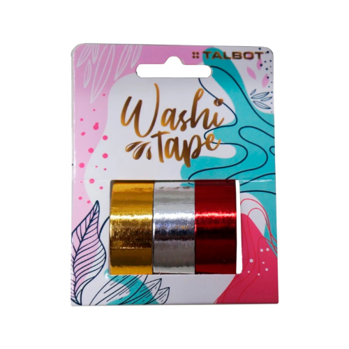 160387 WASHI TAPE 1.5X3MT HANG TAG X 3 METALLIC - Imagen 1