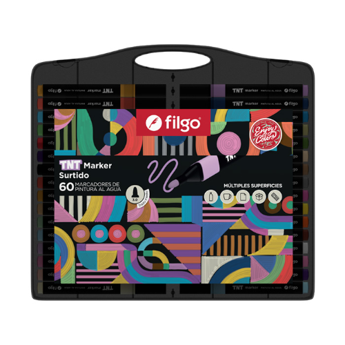 MARCADOR PINTURA AL AGUA TNT MARKER X 60 ESTUCHE PLASTICO FILGO