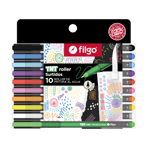 BOLIGRAFO ROLLER TNT PINTURA AL AGUA SURTIDOS X 10 UNIDADES FILGO
