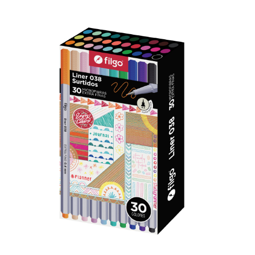163076 MICROFIBRA LINER 038 0.4 ESTUCHE IMANTADO X 30 UNIDADES SURTIDOS FILGO - Imagen 1