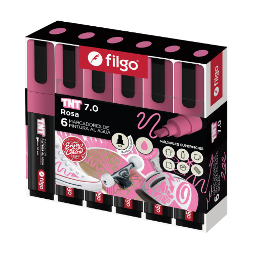 MARCADOR PINTURA AL AGUA TNT 7.0 ROSA X UNIDAD FILGO