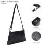 CARTERA MALLA METALICA CON CORREA DESMONTABLE NEGRO - Imagen 2