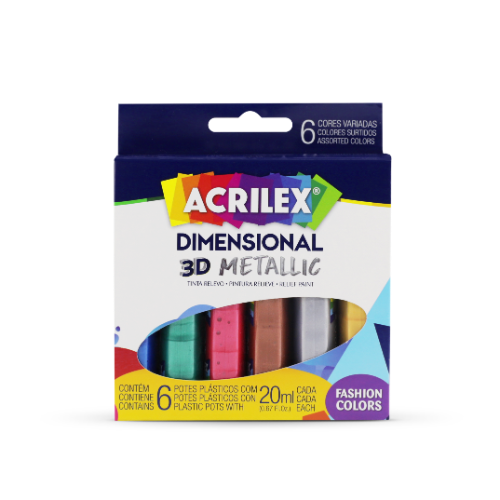 PINTURA DIMENSIONAL 3D METALIC X 6 COLORES ACRILEX