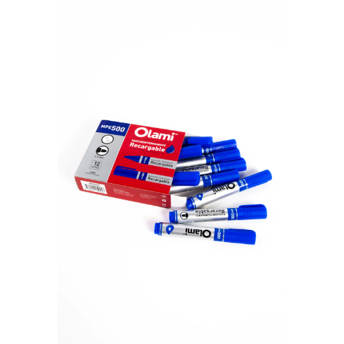 MARCADOR PERMANENTE PTA REDONDA RECARGABLE AZUL X UNIDAD OLAMI