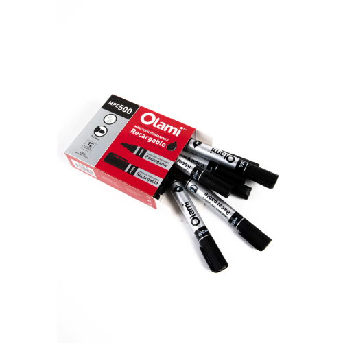 MARCADOR PERMANENTE PTA REDONDA RECARGABLE NEGRO X UNIDAD OLAMI