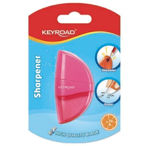 SACAPUNTA ORANGE + GOMA BORRAR BLISTER X UNIDAD KEYROAD