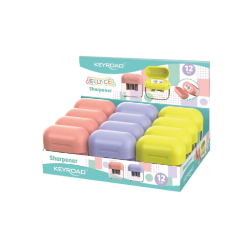 164655 SACAPUNTA JELLY GEL 2 ORIFICIO CON DEPOSITO X UNIDAD KEYROAD - Imagen 1