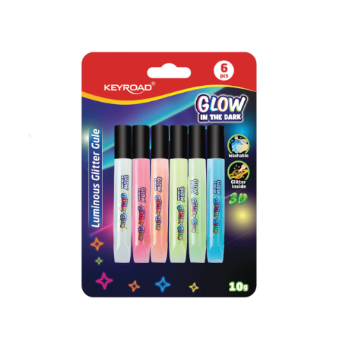 164657 ADHESIVO GLITTER X 10 GR BLISTER X 6 BRILLA EN LA OSCURIDAD KEYROAD - Imagen 1