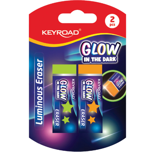 GOMA BORRAR BRILLA EN LA OSCURIDAD BLISTER X 2 KEYROAD