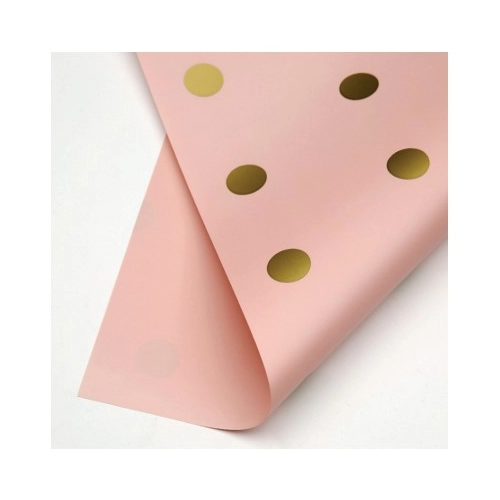 165063 PAPEL COREANO 57X57 CM ROSA CON LUNARES ORO X UNIDAD IBI - Imagen 1