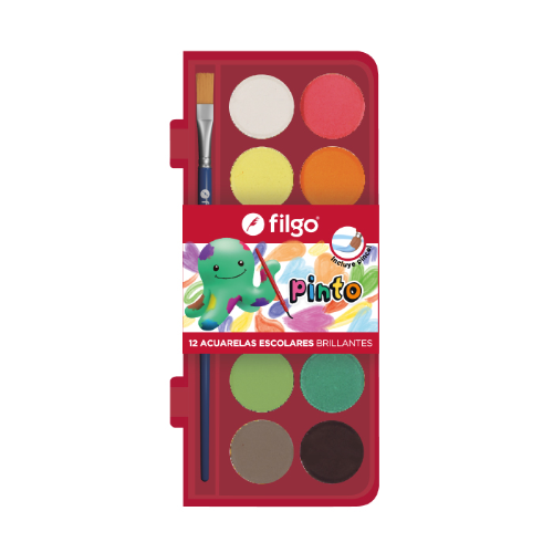 ACUARELAS X 12 COLORES ESTUCHE PLASTICO FILGO